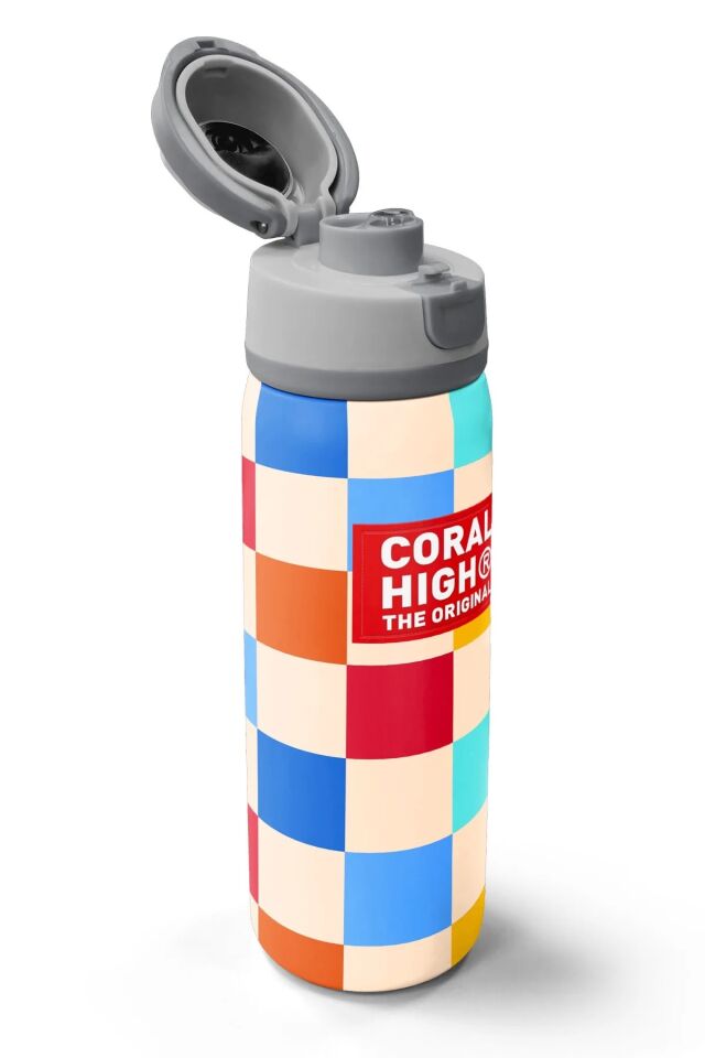 Coral High Çok Renkli Dama Desenli Pipetli ve Direkt İçim Çelik Termos 800 ml 38503 Adet