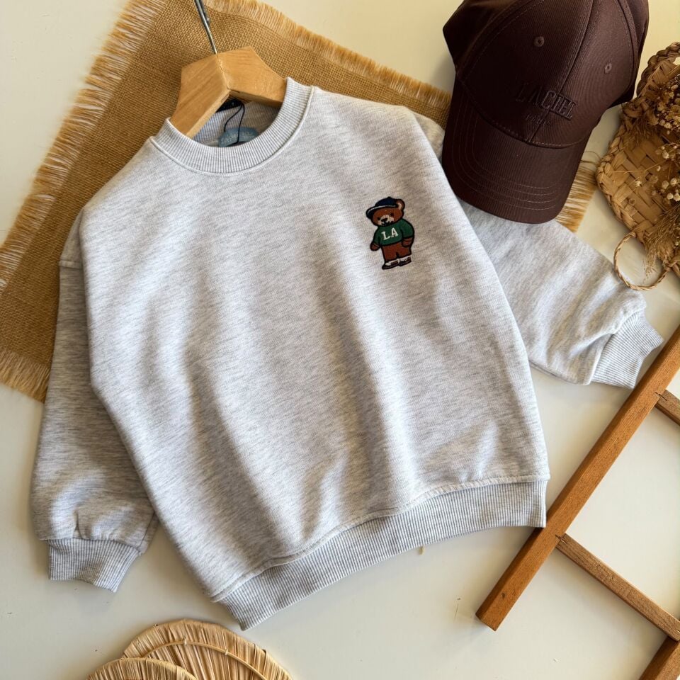 Bear Baskılı Gri Sweat 4-5 YAŞ