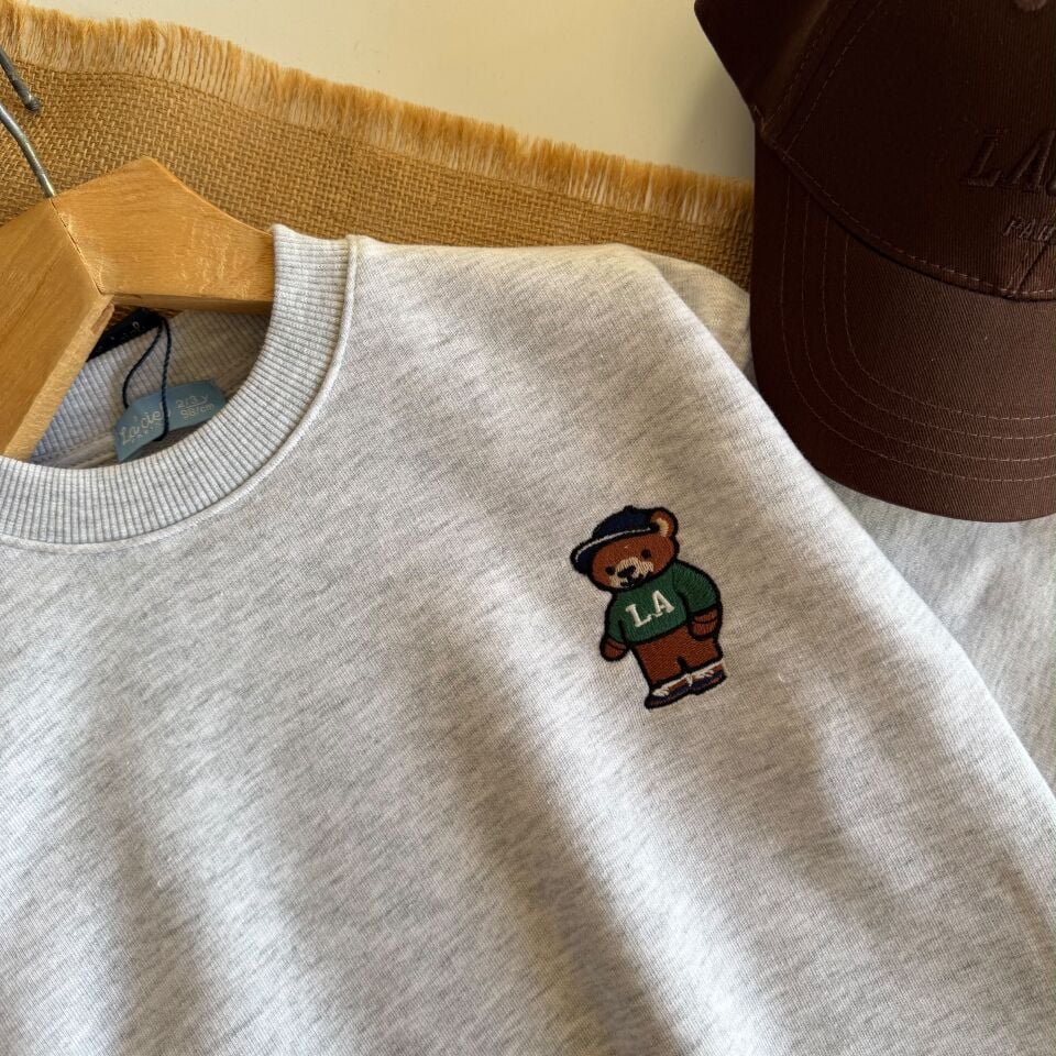 Bear Baskılı Gri Sweat 4-5 YAŞ