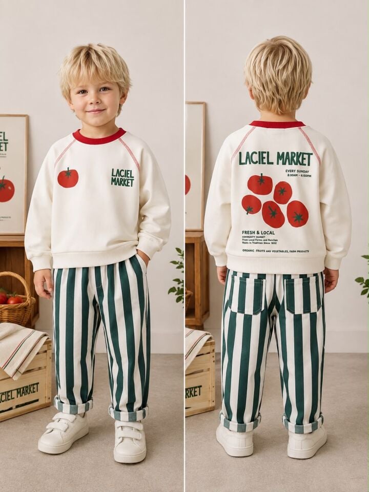 Laciel Çizgili Unisex Sweeat Takım 6-7 YAŞ