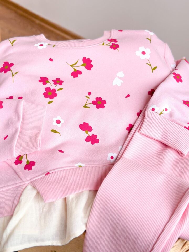 Gömlek Detaylı Çicekli Takım 7-8 YAŞ