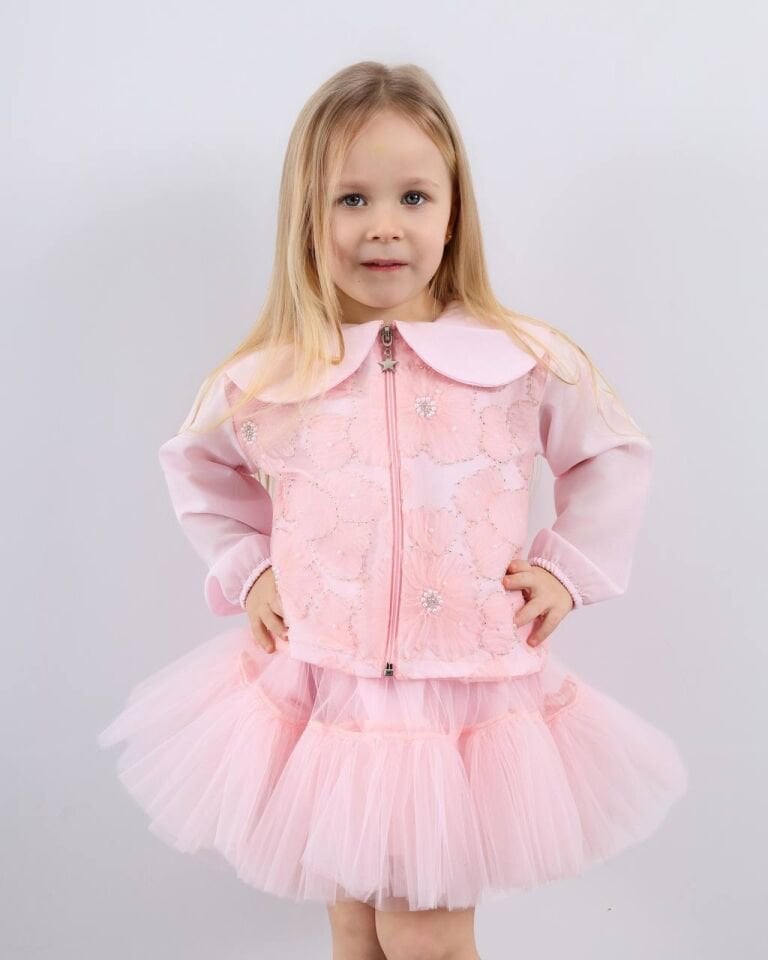 Pembe İşlemli Etek Ceket Takım 9-10 YAŞ