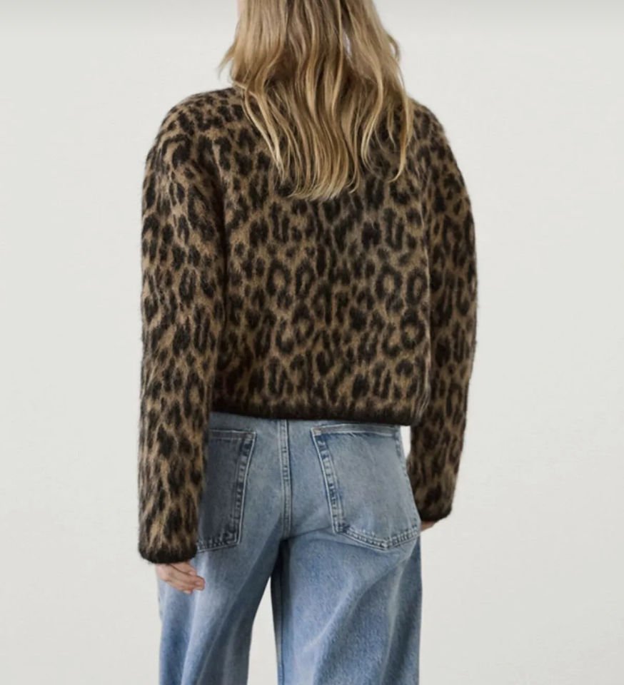 Leopar Baskılı Triko Anne Hırka