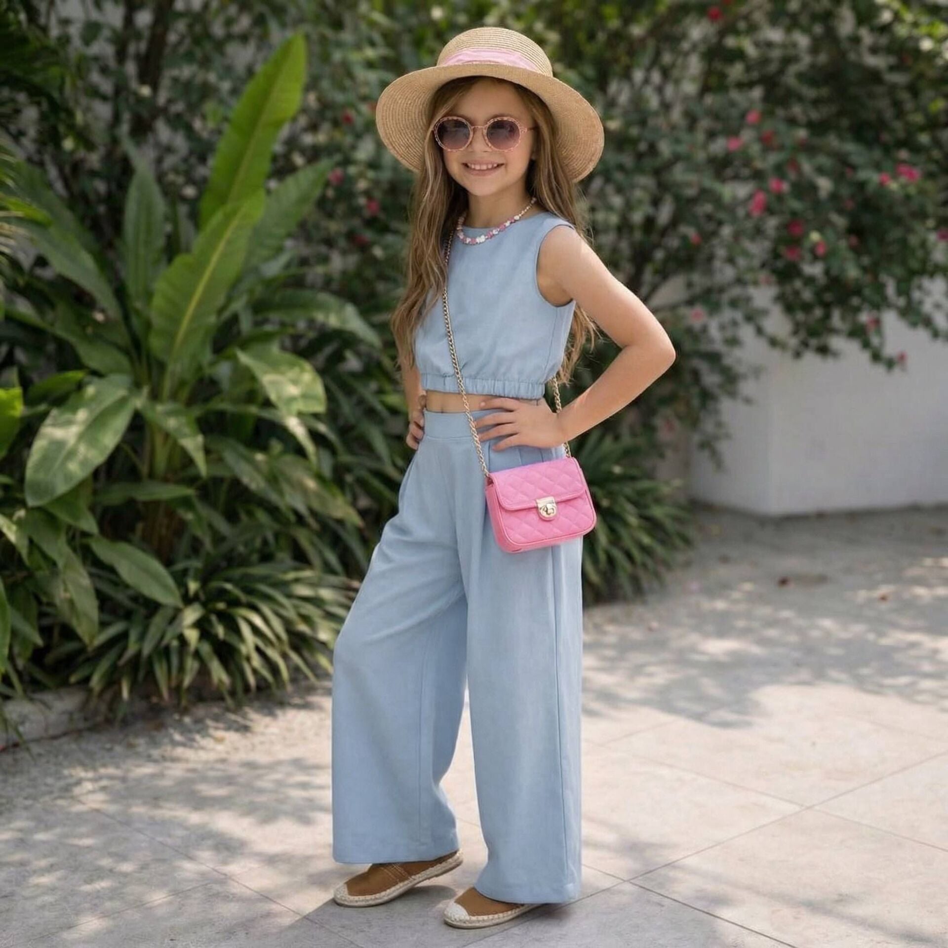 %100 Mavi Keten Takım 5-6 YAŞ