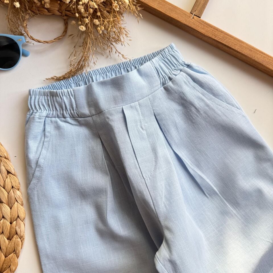 %100 Mavi Keten Takım 6-7 YAŞ