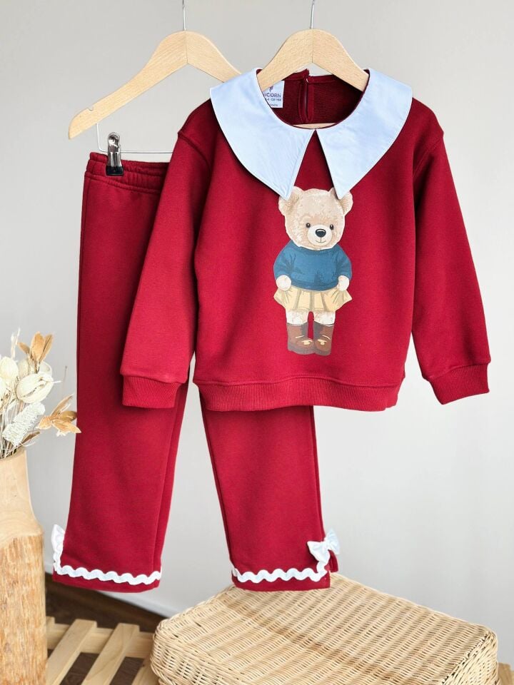 Bear Baskılı Bordo Takım 4-5 YAŞ