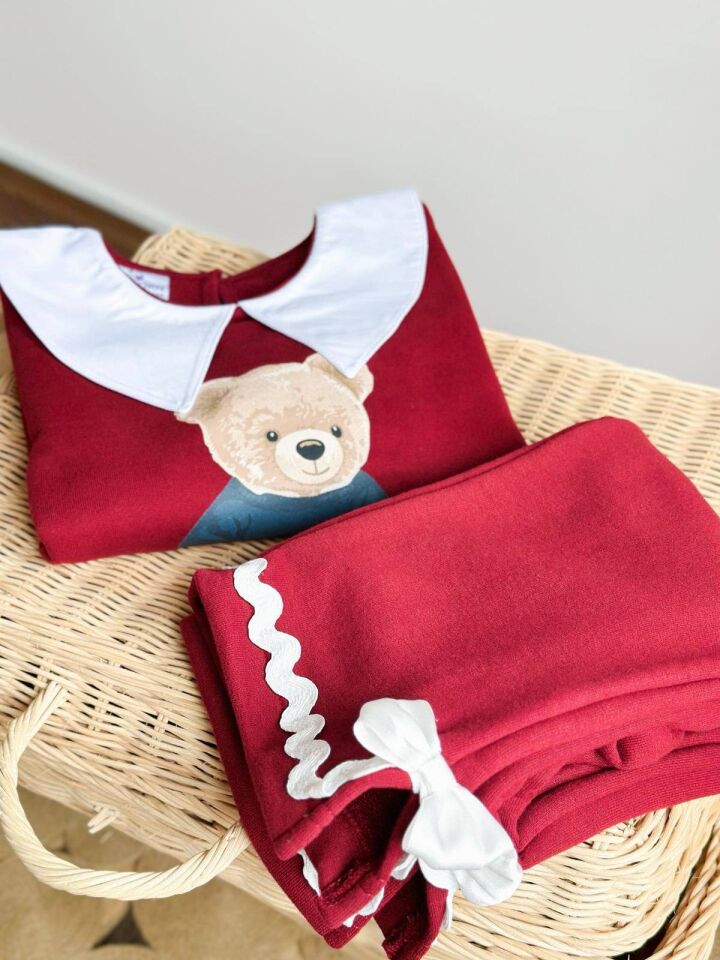 Bear Baskılı Bordo Takım 4-5 YAŞ