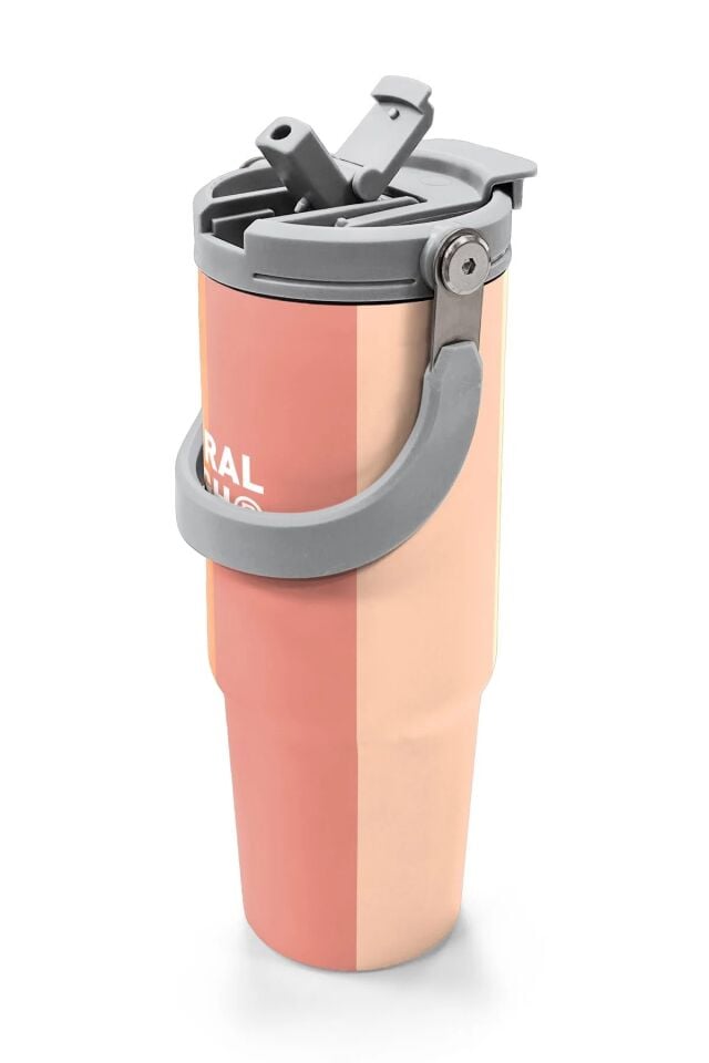 Coral High Renkli Çizgili Desenli Pipetli ve Direkt İçim Çelik Termos 900 ml 38746 Adet