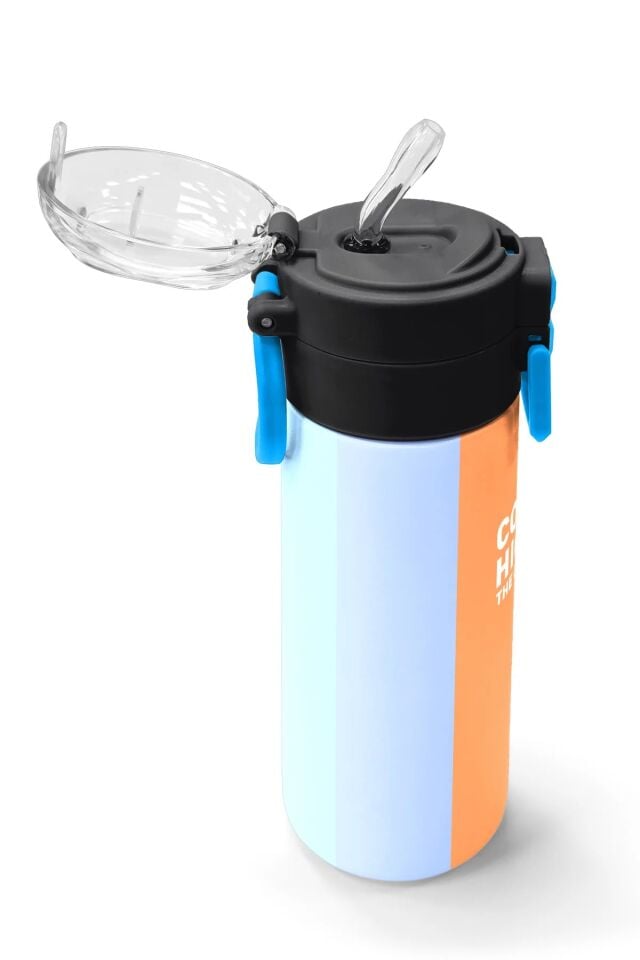 Coral High Kids Renkli Çizgili Desenli Pipetli ve Direkt İçim Çelik Termos 500 ml 31880 Adet