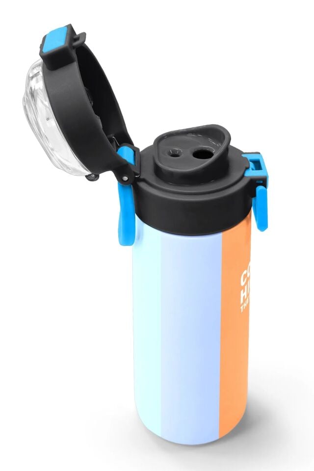 Coral High Kids Renkli Çizgili Desenli Pipetli ve Direkt İçim Çelik Termos 500 ml 31880 Adet
