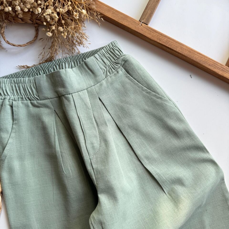 %100 Yeşil Keten Takım 6-7 YAŞ