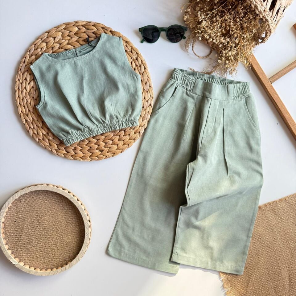 %100 Yeşil Keten Takım 6-7 YAŞ