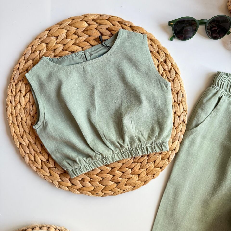 %100 Yeşil Keten Takım 6-7 YAŞ