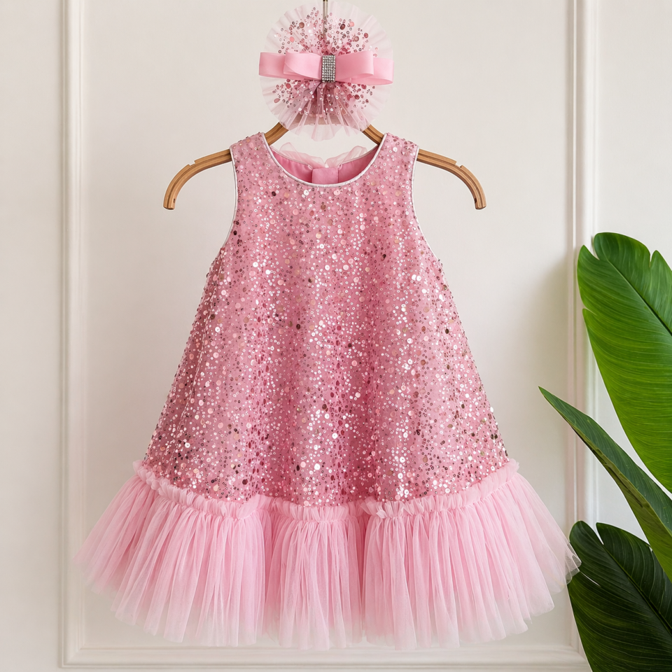 Boncuklu Pembe Elbise 8YAŞ