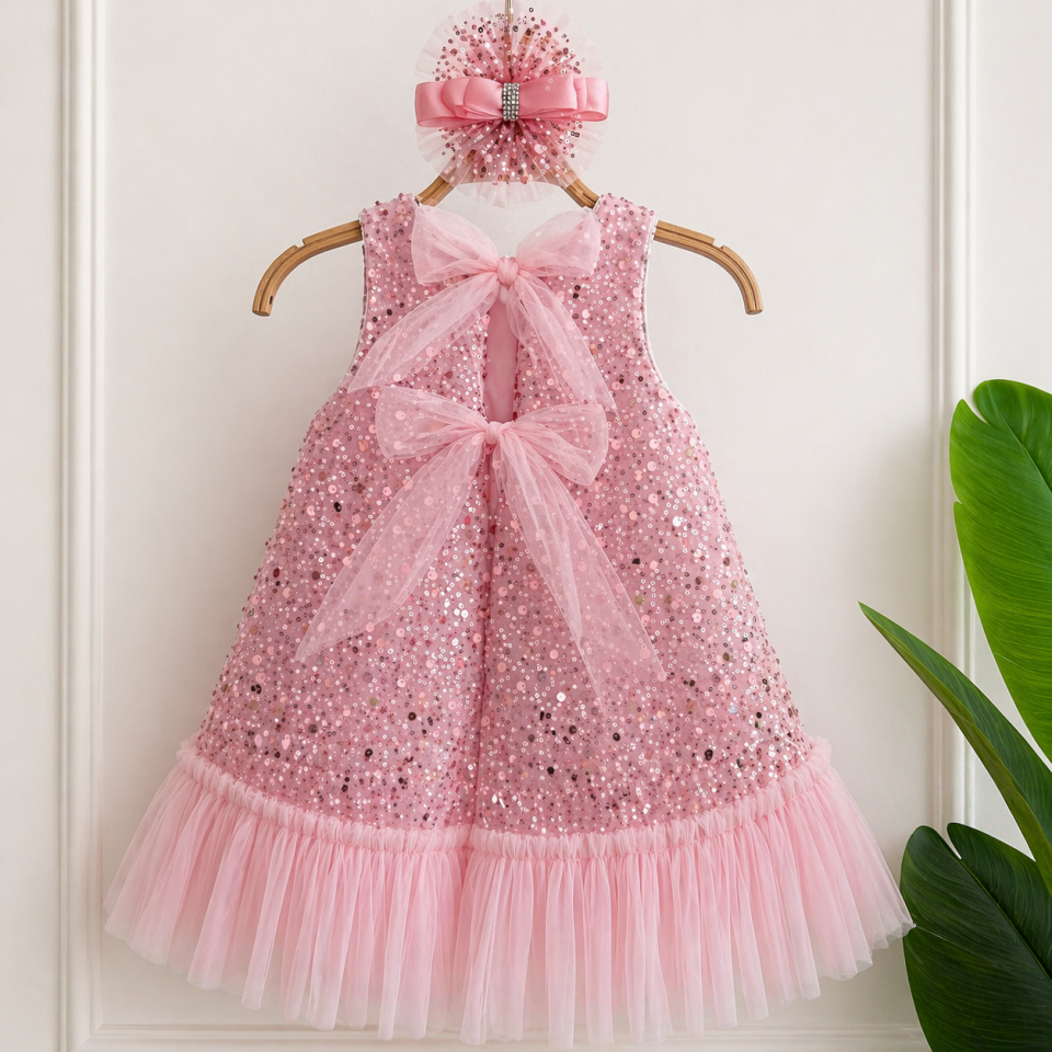 Boncuklu Pembe Elbise 8YAŞ