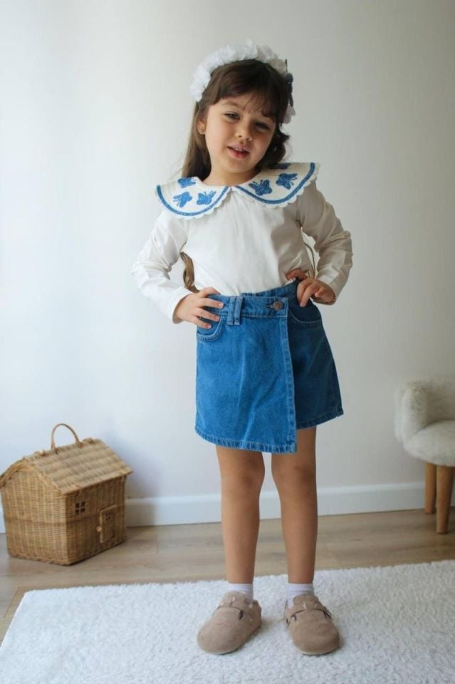 Bebe Yaka Şort Etekli Takım 9-10 YAŞ