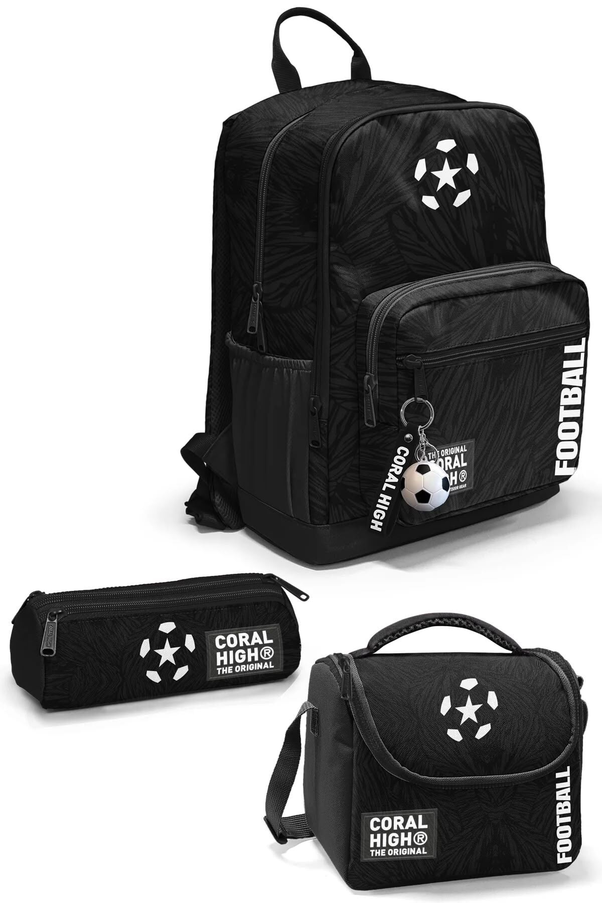 Coral High Siyah Futbol Desenli 3 lü Okul Çanta Seti SET0123698 Adet