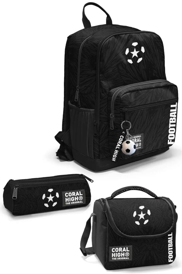 Coral High Siyah Futbol Desenli 3 lü Okul Çanta Seti SET0123698 Adet