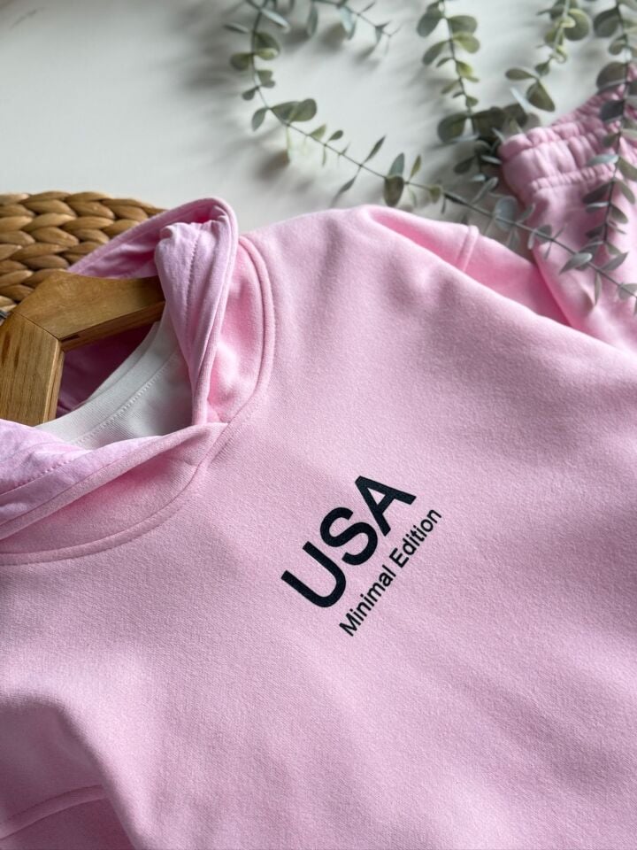 Usa Baskılı Pembe Takım 5-6 YAŞ