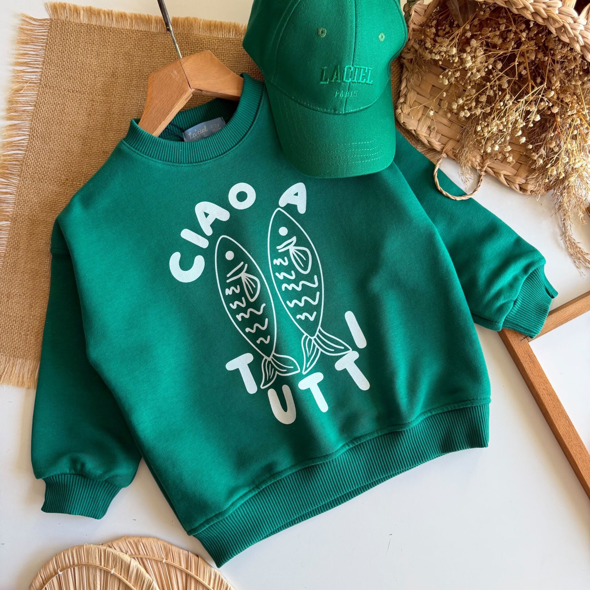 Ciao Baskılı Yeşil Sweat 6-7 YAŞ