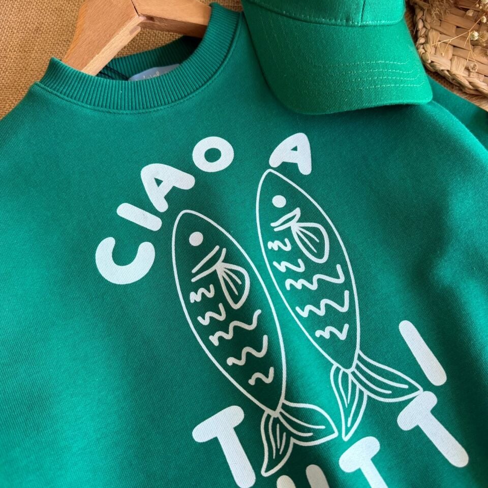 Ciao Baskılı Yeşil Sweat 6-7 YAŞ