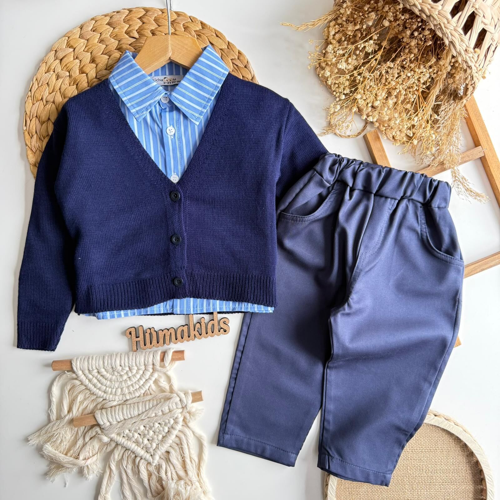 3'lü Lacivert Hırka Set 9-10 YAŞ
