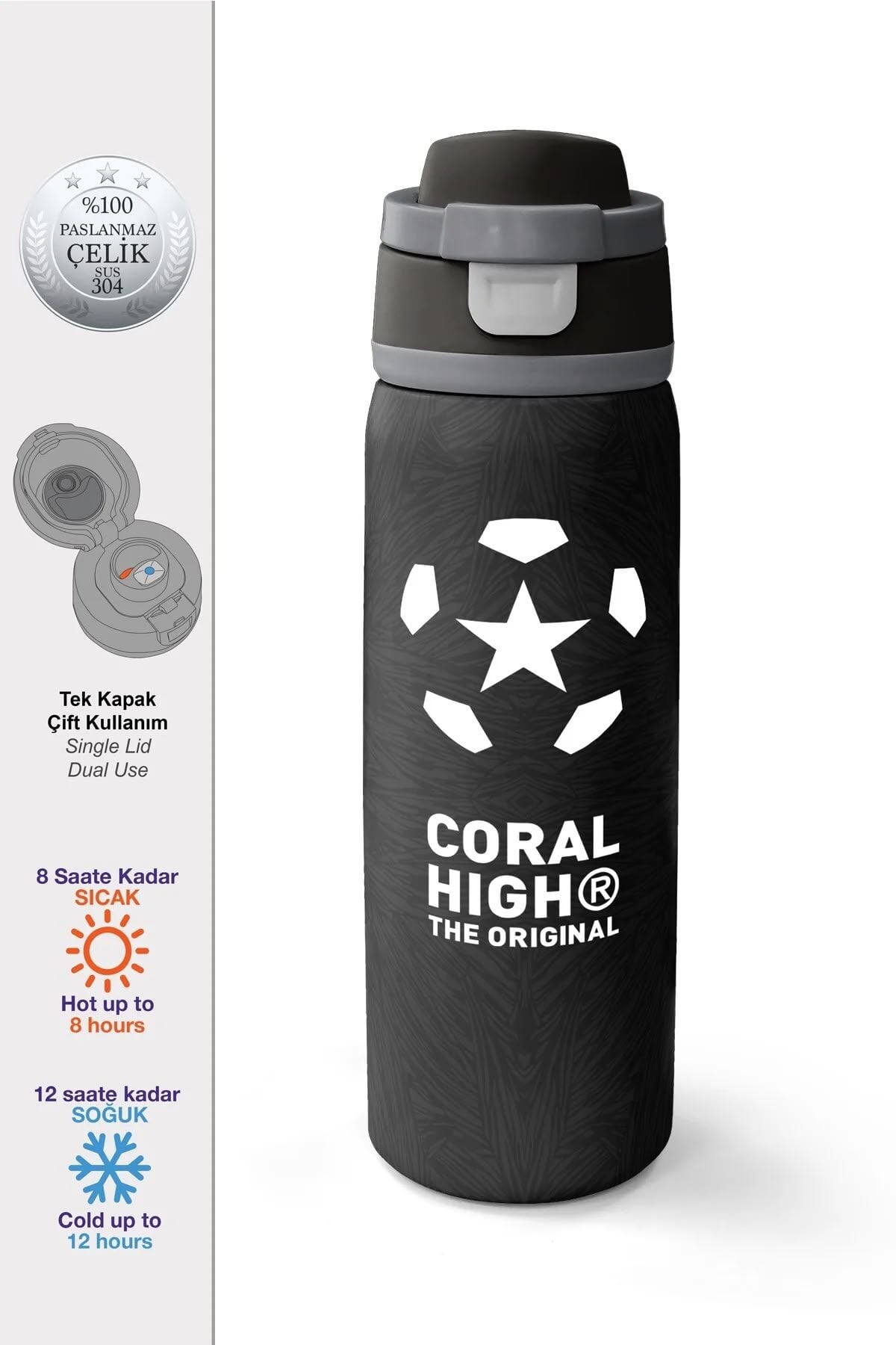 Coral High Dama Desenli Pipetli ve Direkt İçim Çelik Termos 800 ml 38558 Adet