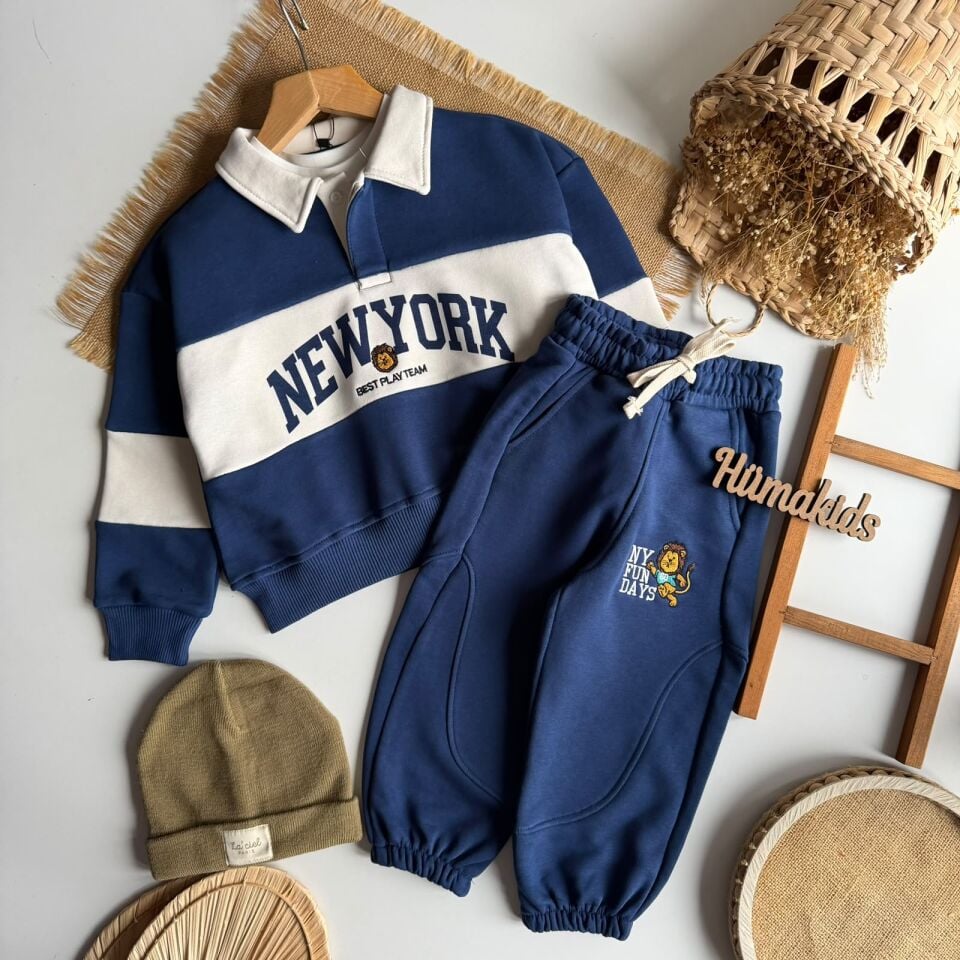 Newyork Baskılı Lacivert Takım 4-5 YAŞ