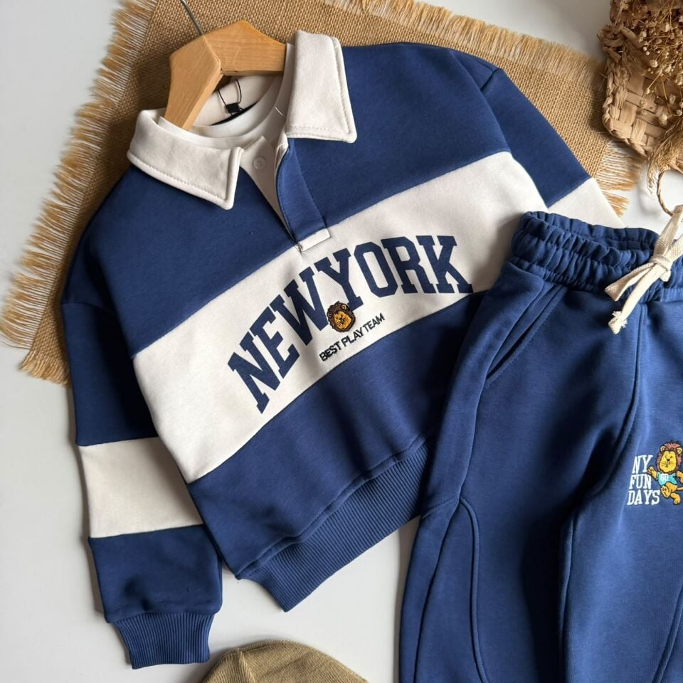 Newyork Baskılı Lacivert Takım 4-5 YAŞ