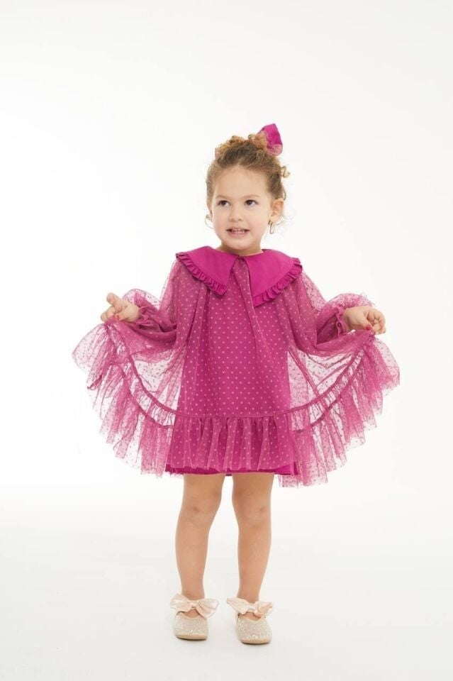 Tüllü Mor Elbise 7-8 YAŞ