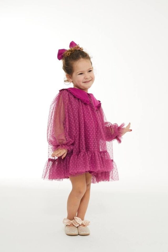 Tüllü Mor Elbise 7-8 YAŞ