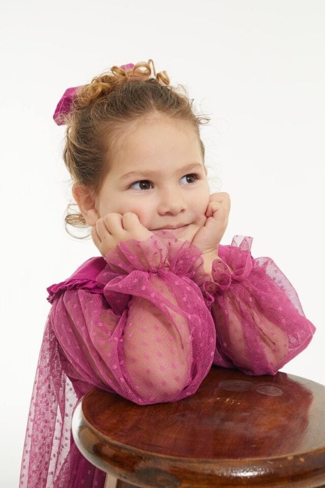 Tüllü Mor Elbise 7-8 YAŞ