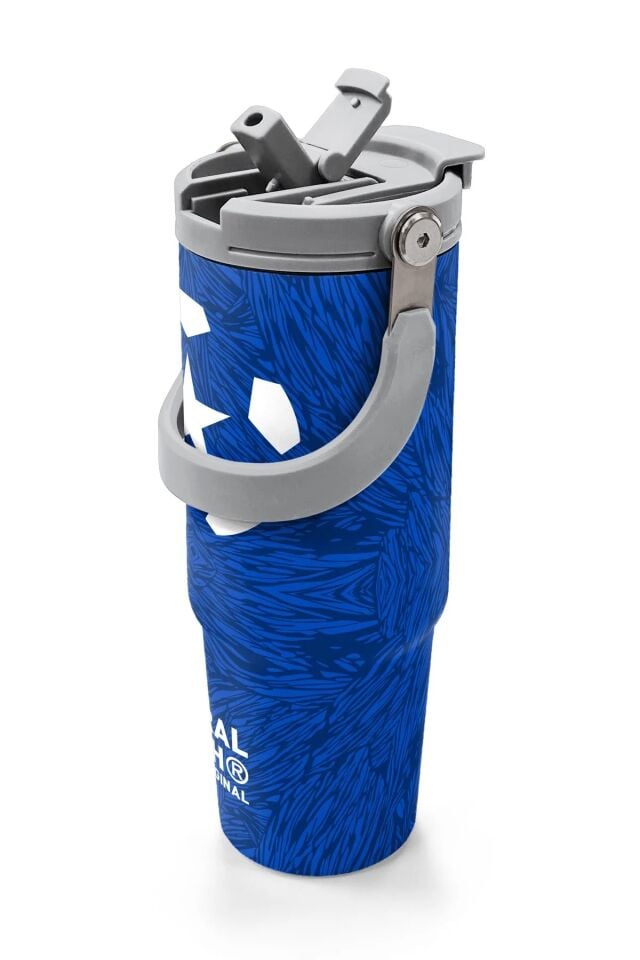 Coral High Lacivert Saks Futbol Desenli Pipetli ve Direkt İçim Çelik Termos 900 ml 38721 Adet