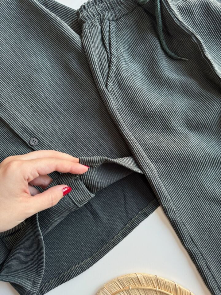 Haki Kadife Fitilli Takım 4-5 YAŞ