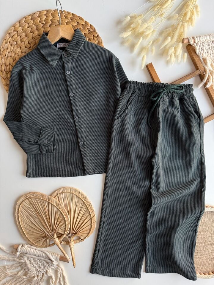 Haki Kadife Fitilli Takım 4-5 YAŞ