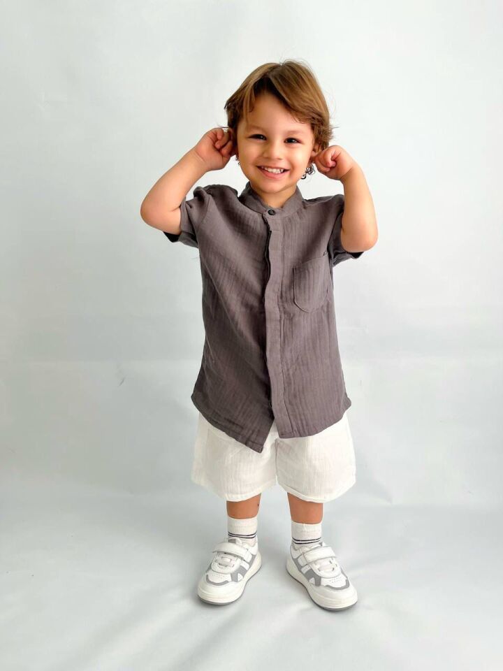 Muslin Antrasit Takım 7-8 YAŞ