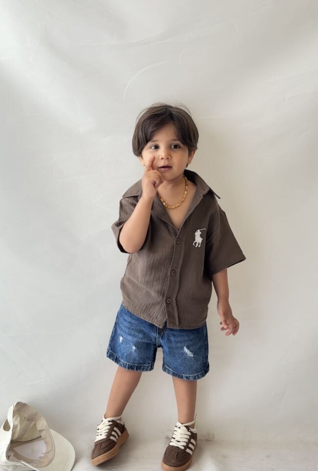 Kahve Müslin Gömlekli Takım 9-10 YAŞ