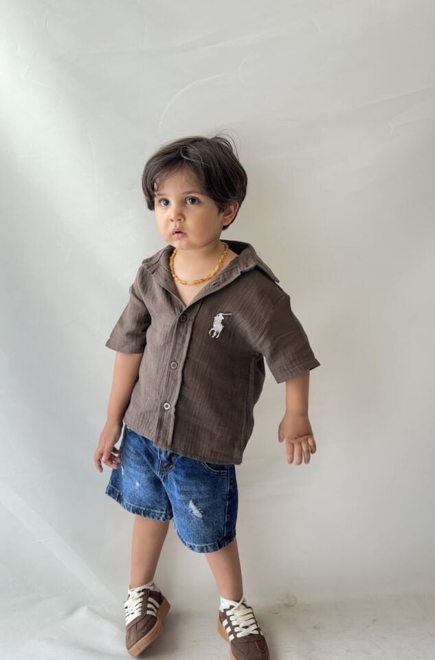 Kahve Müslin Gömlekli Takım 9-10 YAŞ