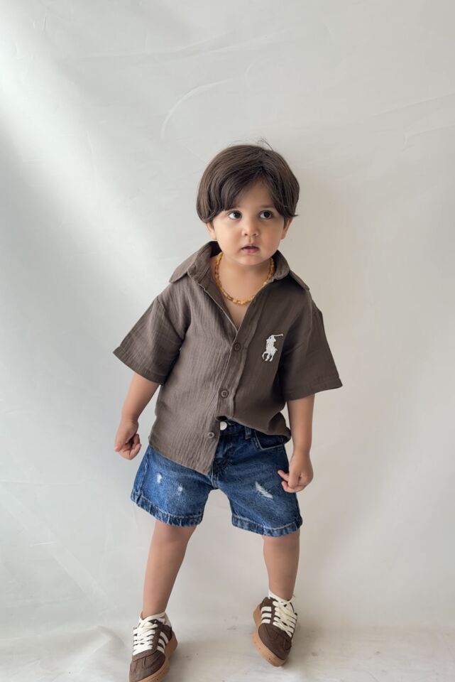 Kahve Müslin Gömlekli Takım 9-10 YAŞ