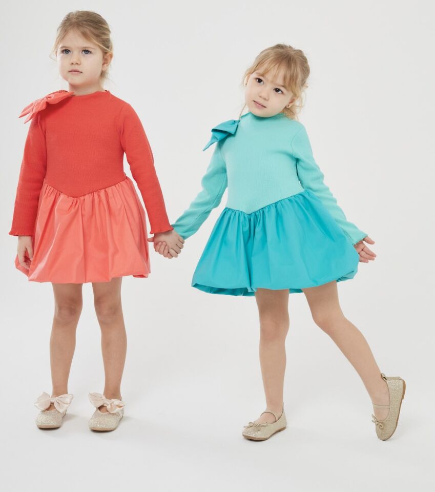 Fiyonk Detaylo Turkuaz Elbise 7-8 YAŞ