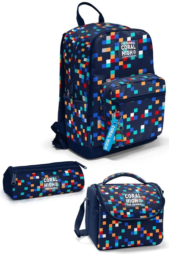 Coral High Lacivert Geometrik Desenli Okul Sırt Çantası 33235 Adet