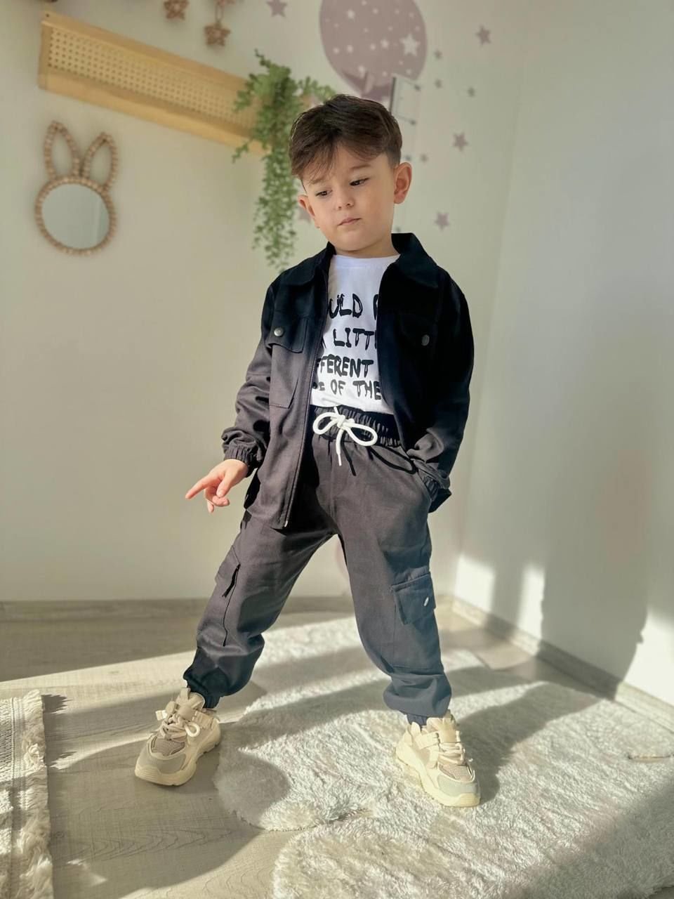 Gabardin Siyah 3'lü Set 4-5 YAŞ