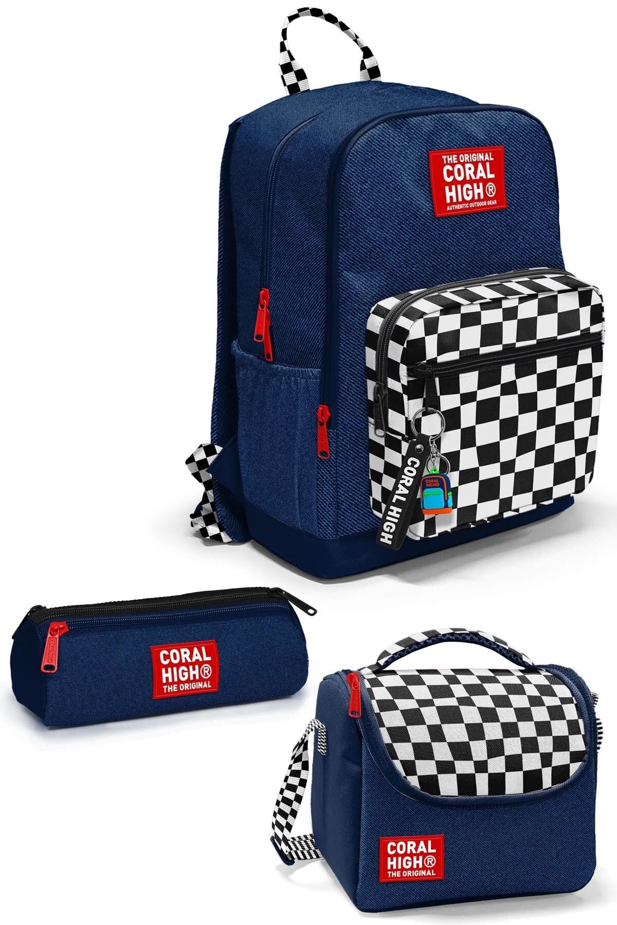 Coral High Siyah Beyaz Dama Desenli Okul Sırt Çantası 33234 Adet