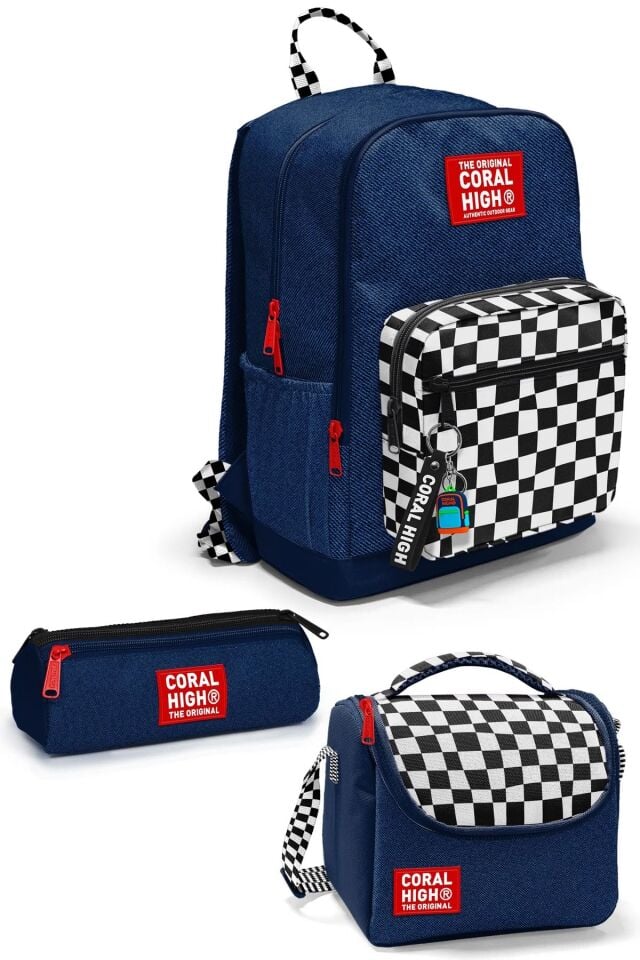 Coral High Siyah Beyaz Dama Desenli Okul Sırt Çantası 33234 Adet