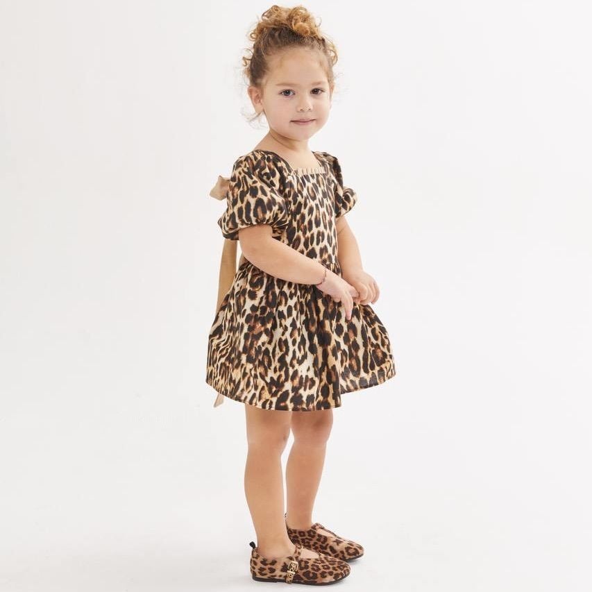 Fiyonk Detaylı Leopar Elbise