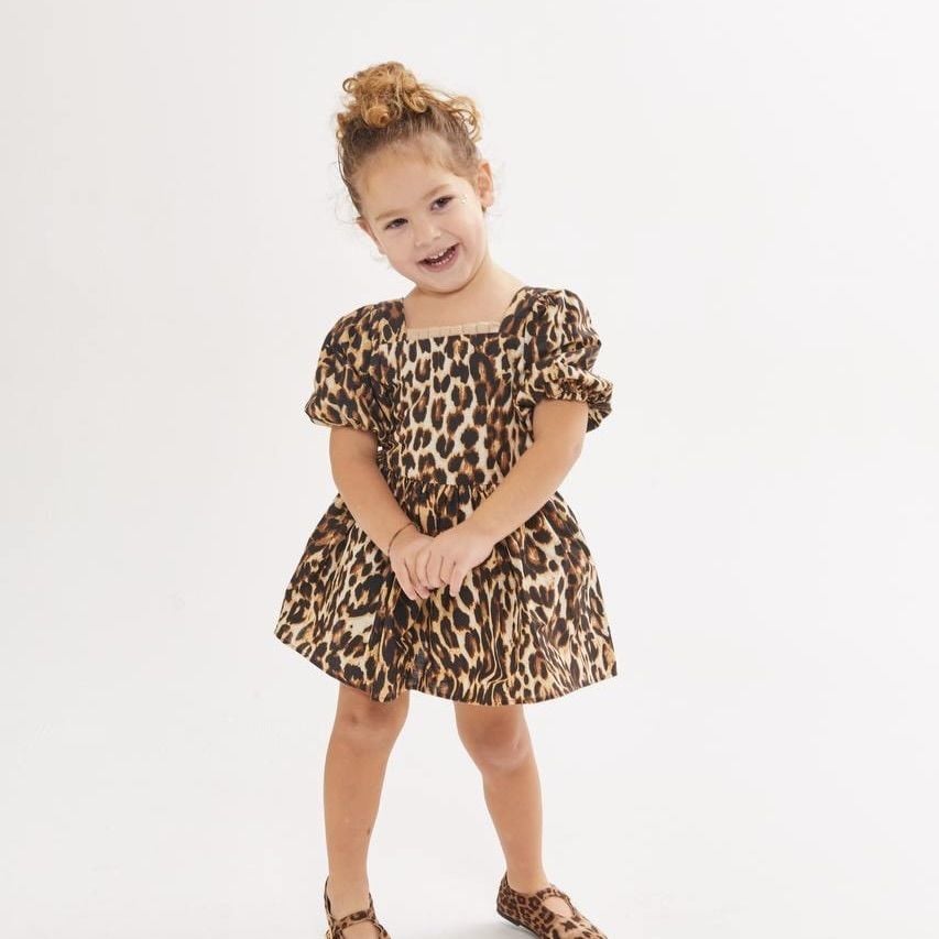 Fiyonk Detaylı Leopar Elbise