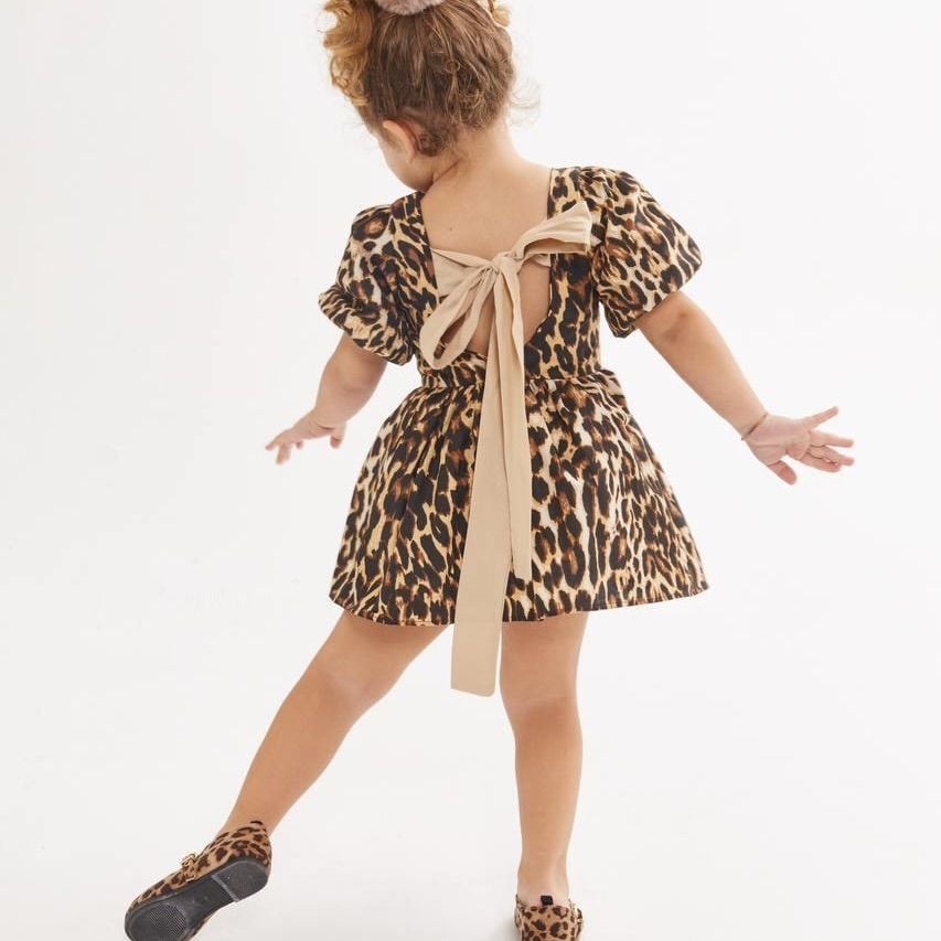 Fiyonk Detaylı Leopar Elbise