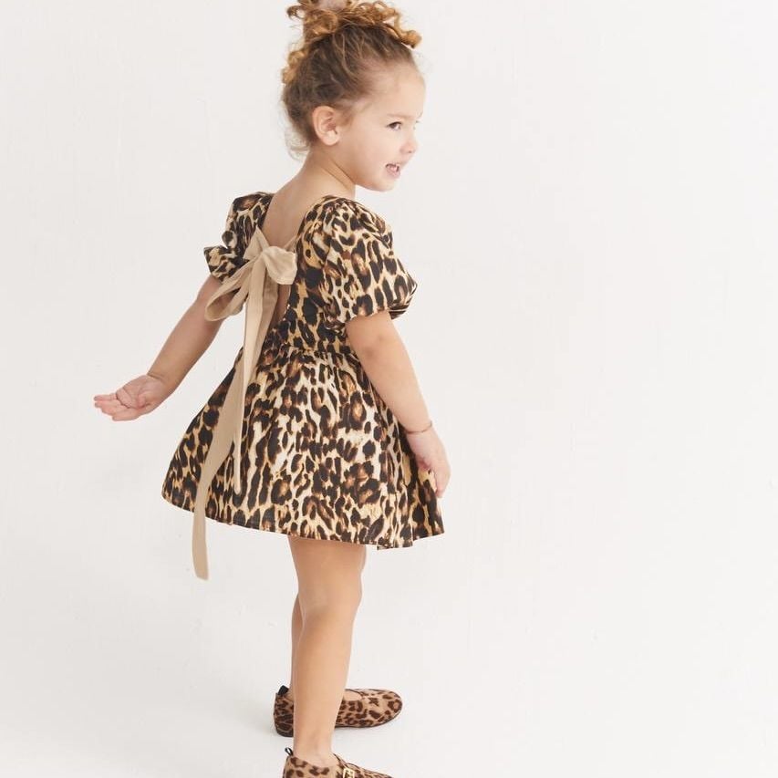 Fiyonk Detaylı Leopar Elbise