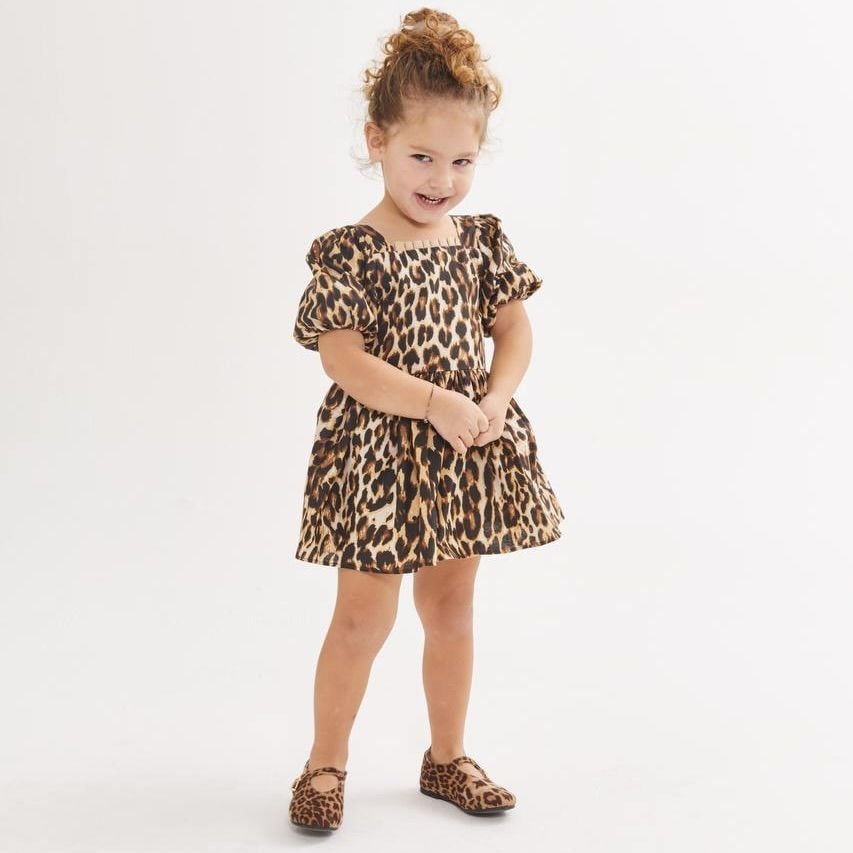 Fiyonk Detaylı Leopar Elbise