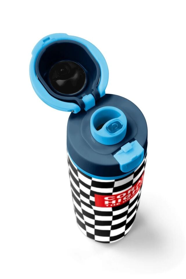 Coral High Siyah Beyaz Dama Desenli Pipetli ve Direkt İçim Çelik Termos 800 ml 38512 Adet